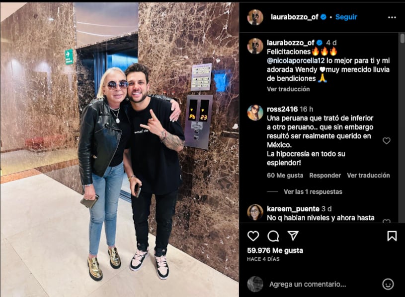 Laura Bozzo presume foto con Nicola Porcella y la acusan de "colgada"