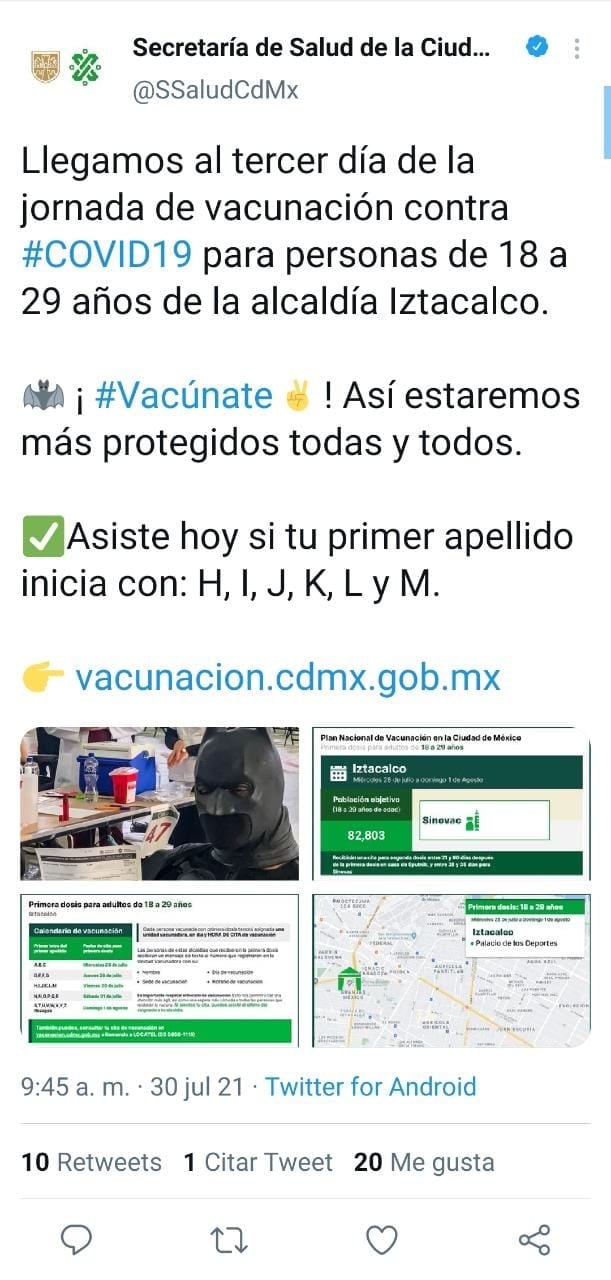 Publicación de Twitter