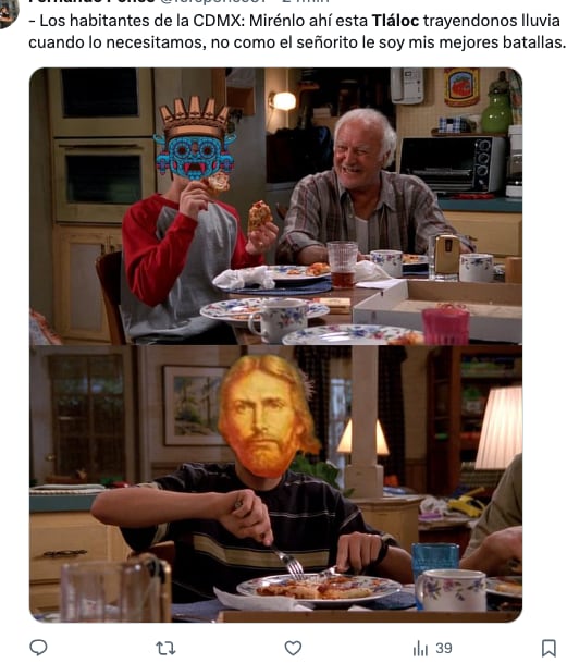 Memes agradecen a Tláloc por la lluvia en la CDMX