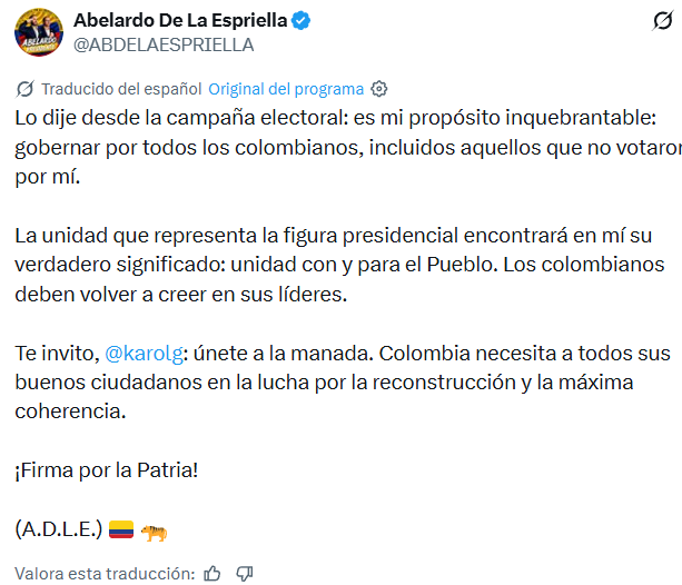 De la Espriella responde a la carta de Karol G y la invita a “unirse a la manada”