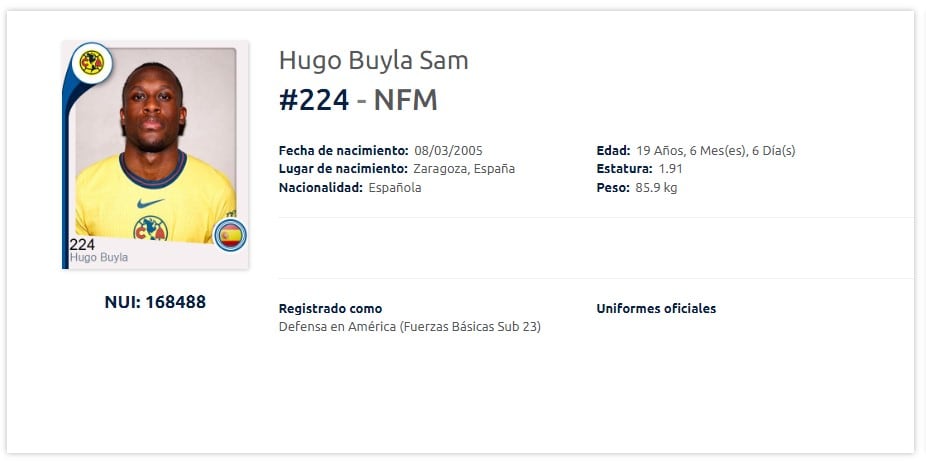 Hugo Buyla, nuevo jugador del Club América