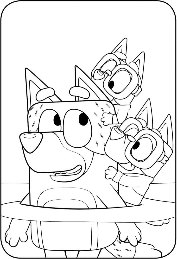 Dibujos del Día del Padre con Bandit y Bluey para colorear