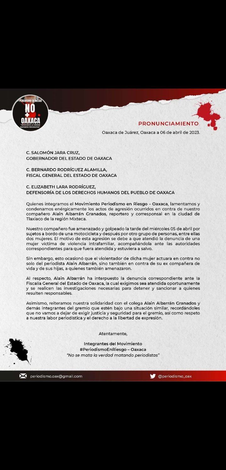 agresión a periodista Alain Albarrán Granados