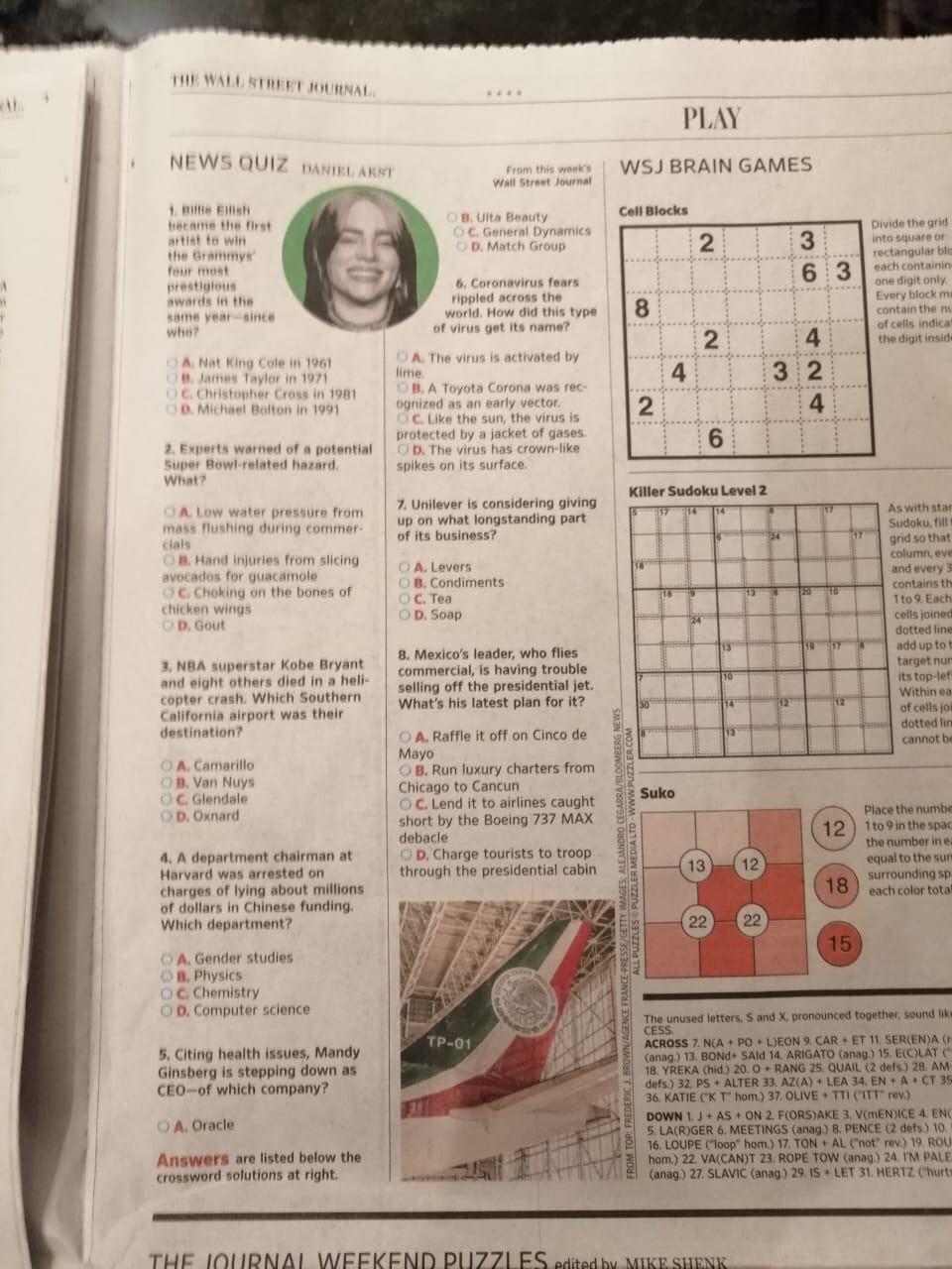 Rifa del avión presidencial en The Wall Street Journal.