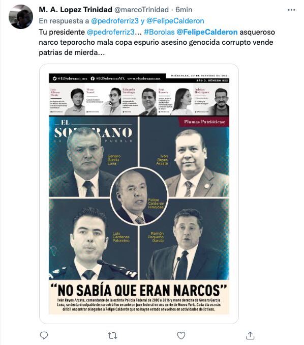 Felicitaciones por el cumpleaños 60 de Felipe Calderón/captura de pantalla de Twitter