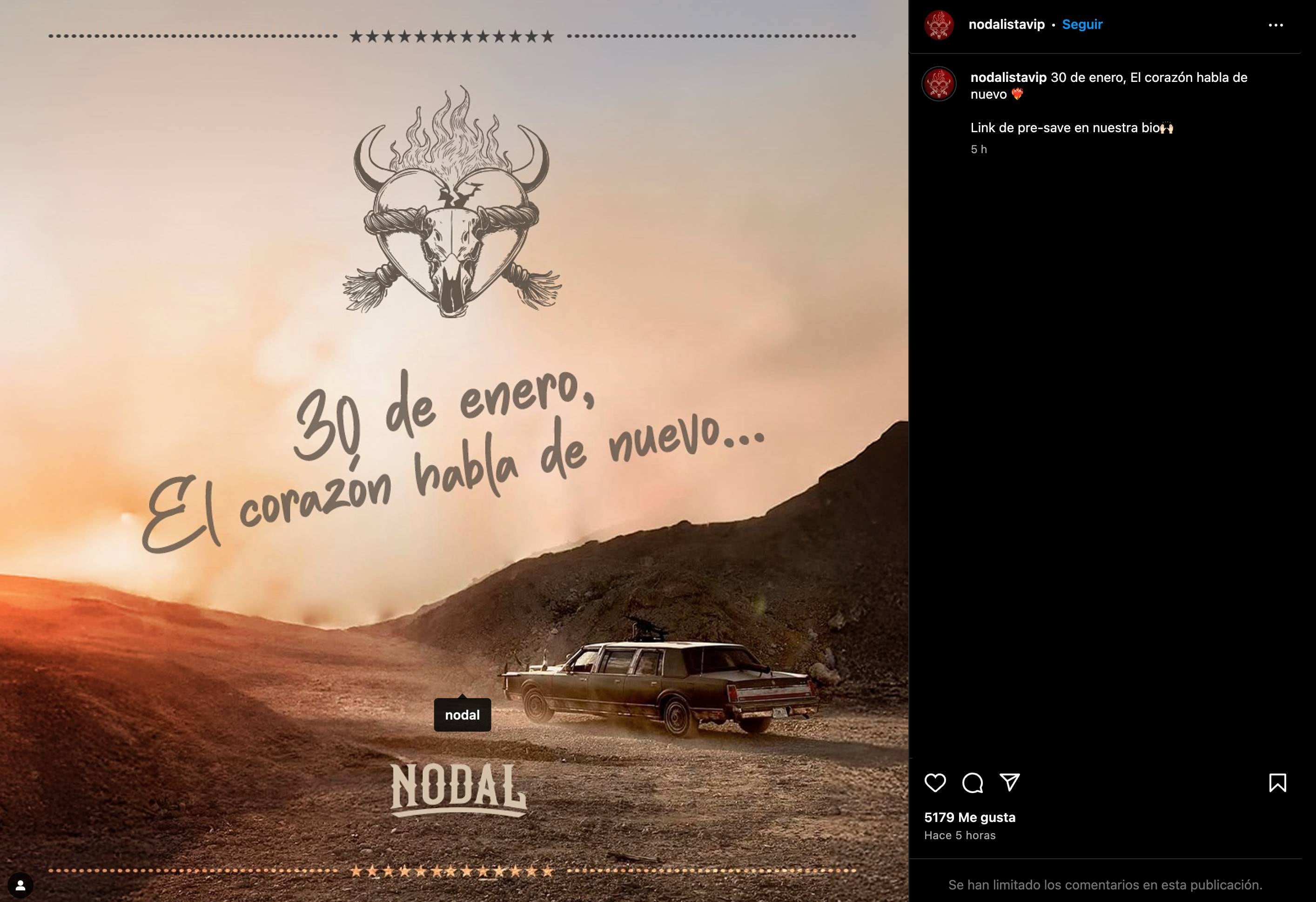 Christian Nodal lanzará su álbum el 30 de enero