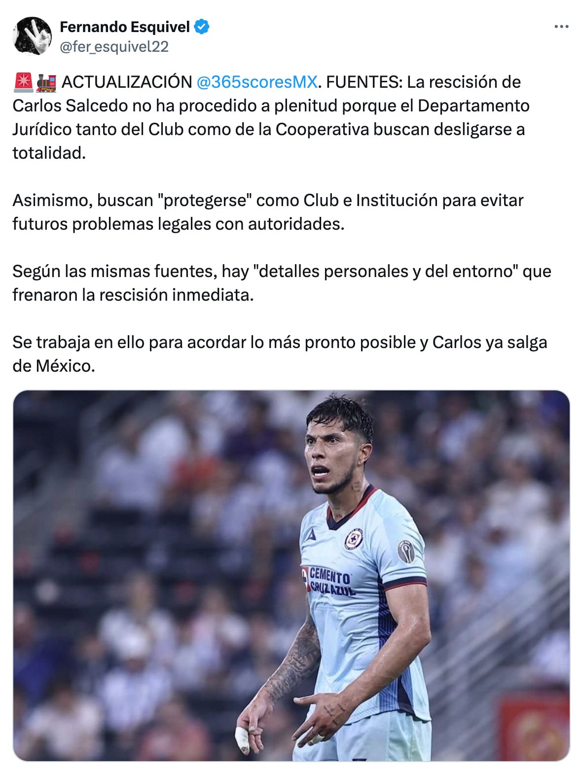 Tweet de Fernando Esquivel