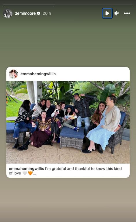 Demi Moore comparte fotografía de Emma Heming para celebrar el Día de Acción de Gracias