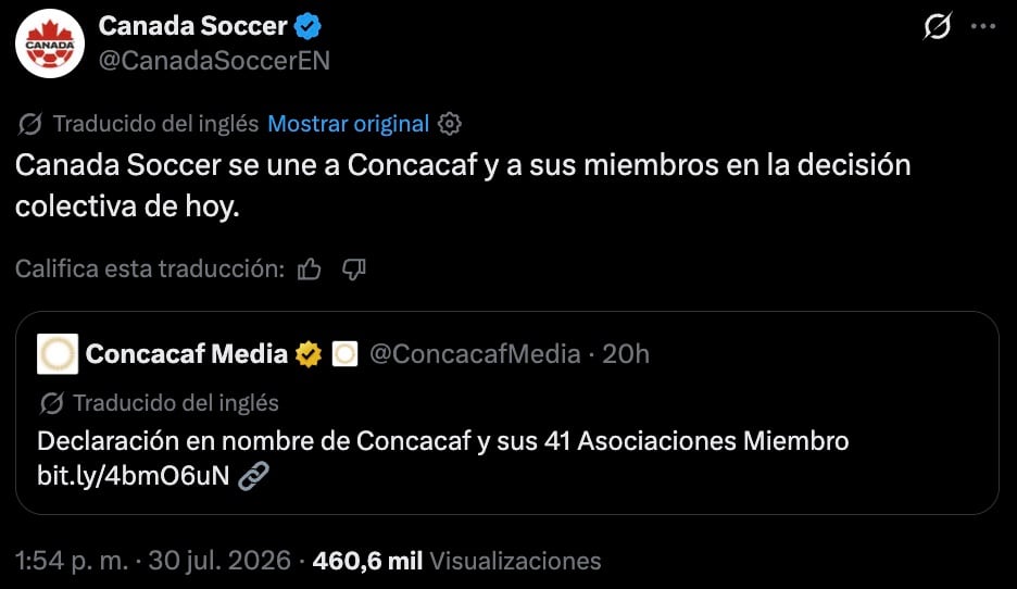 Canada Soccer se une a Concacaf contra plan de Gianni Infantino
