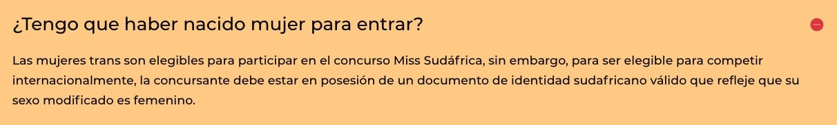 Anuncio Miss Sudáfrica