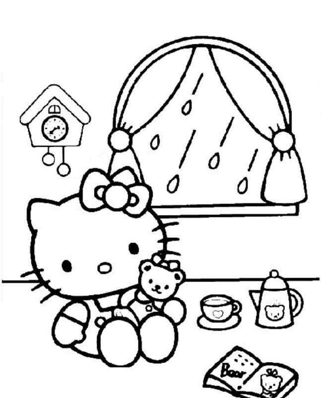 Los dibujos de Hello Kitty bajo la lluvia