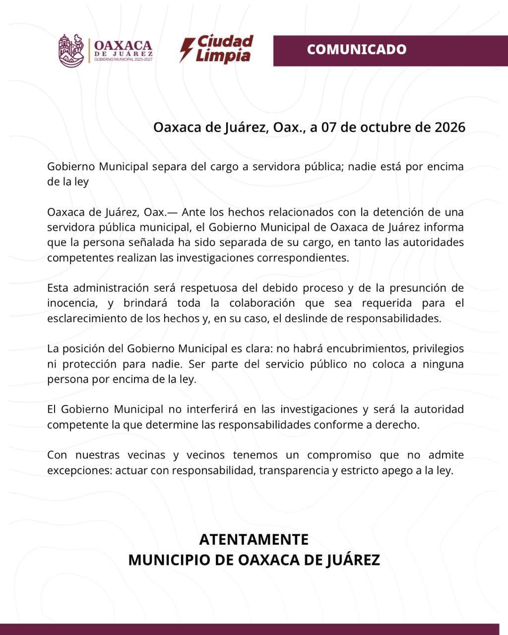 Ayuntamiento de Oaxaca separa del cargo a Irán Judith Martínez