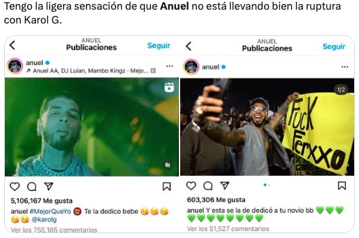 Memes tunden a Anuel AA por tirarle de nuevo a Feid