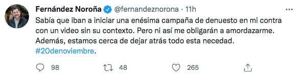 Tuit de Gerardo Fernández Noroña
