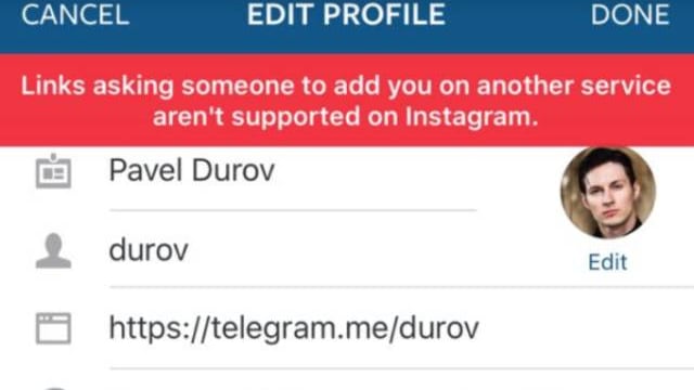 Instagram censura links a Snapchat y Telegram