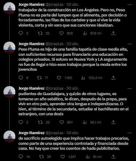 Profesor de Sociología se lanza en contra de Peso Pluma