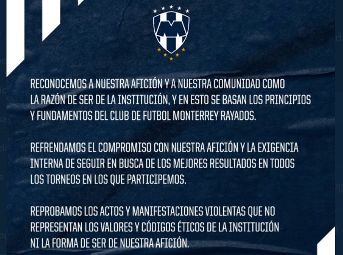 CF Monterrey lanzó un comunicado sobre las protestas de los aficionados.