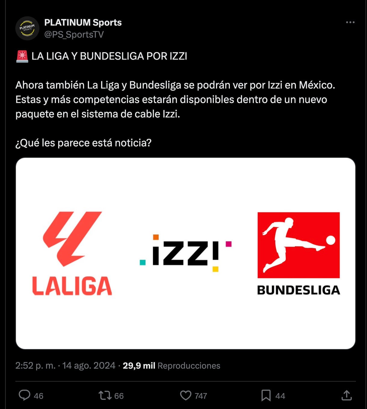 Izzi transmitirá LaLiga y la Bundesliga.