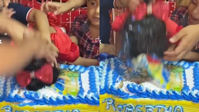 La avientan con todo al pastel