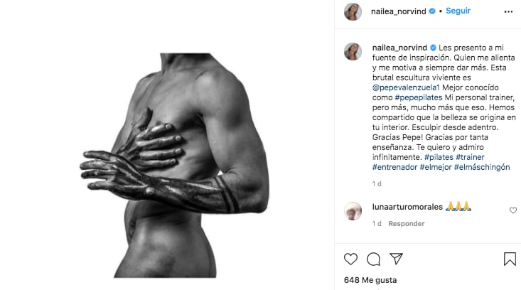 Nailea Norvind presume físico de su entrenador Pepe Valenzuela