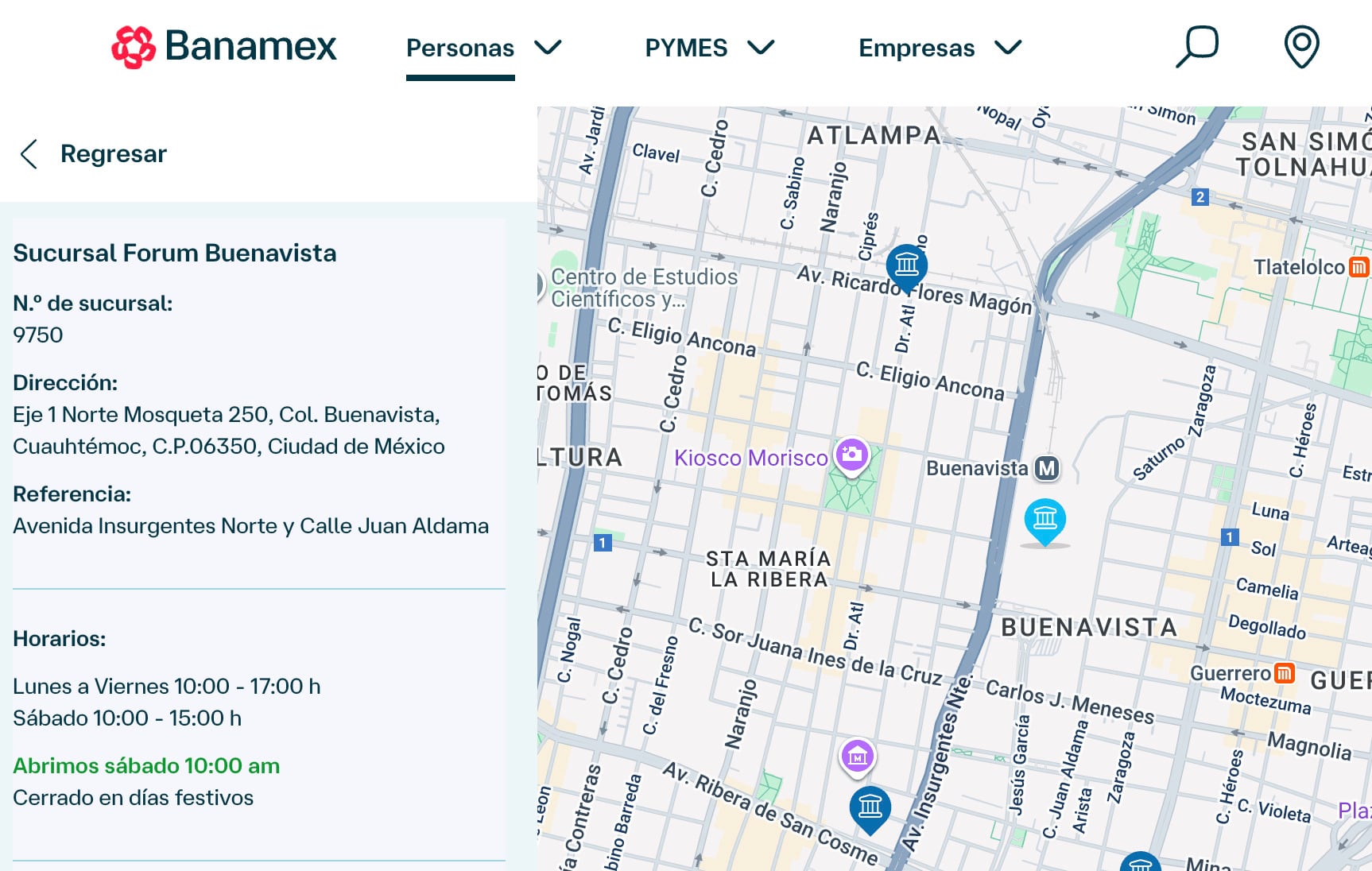 Lista de bancos Banamex que abren los sábados