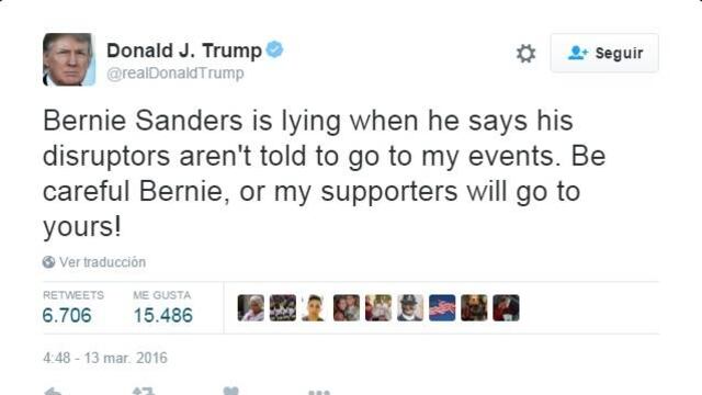 "Ten cuidado Bernie", le advierte el republicano al demócrata