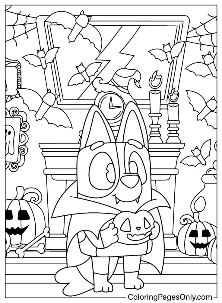 Dibujo de Bluey en Halloween