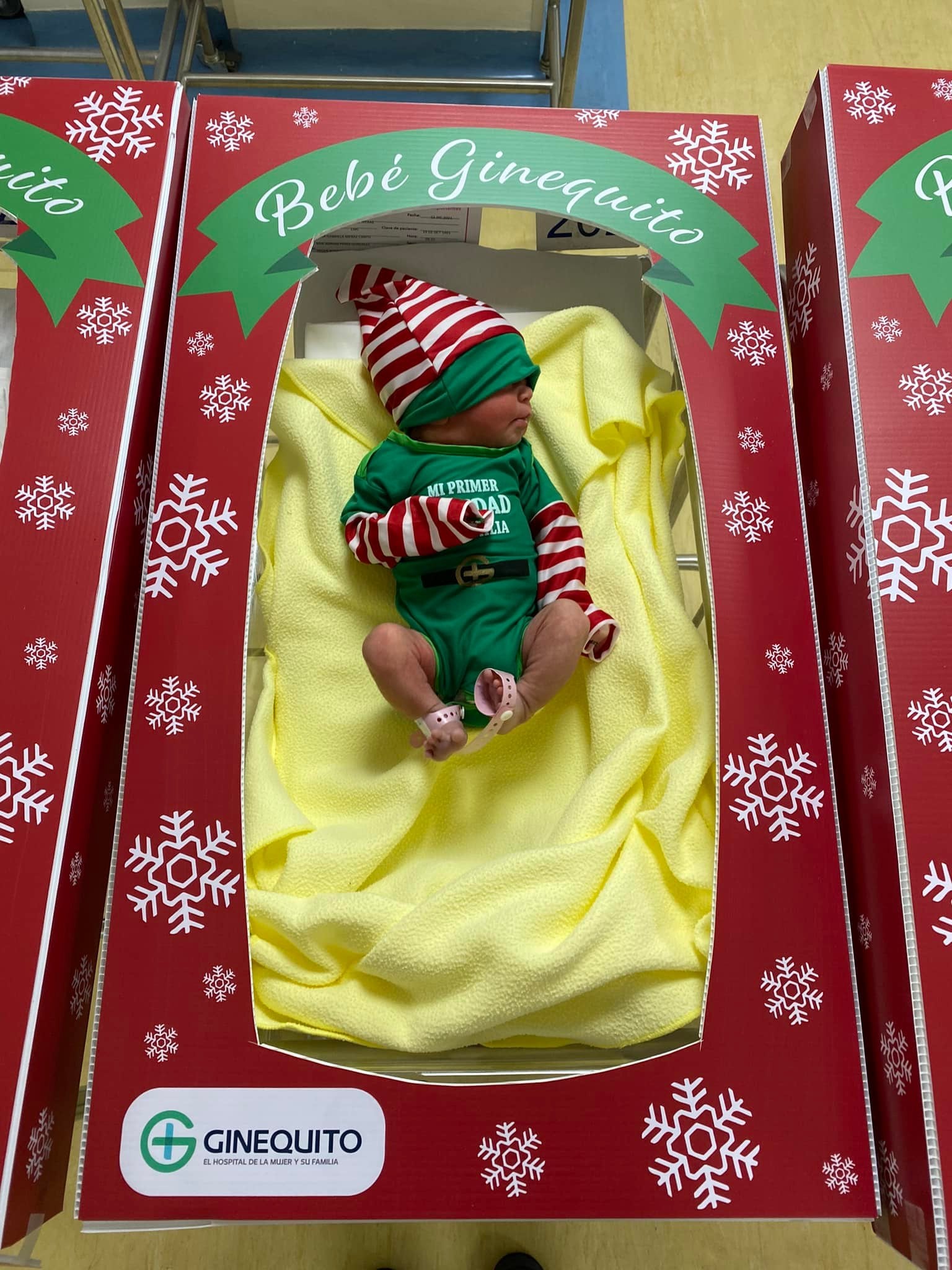Bebés vestidos de elfos de Navidad