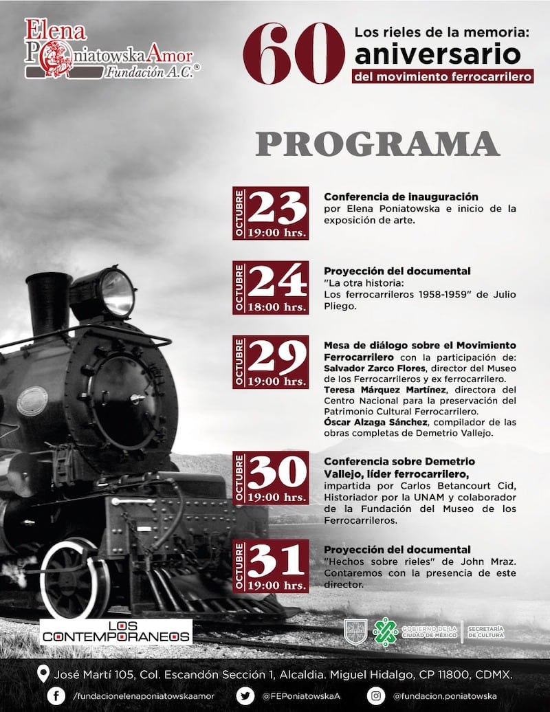 Entre el 23 y el 31 de octubre serán los festejos para conmemorar el 60 aniversario de la lucha rielera en México.