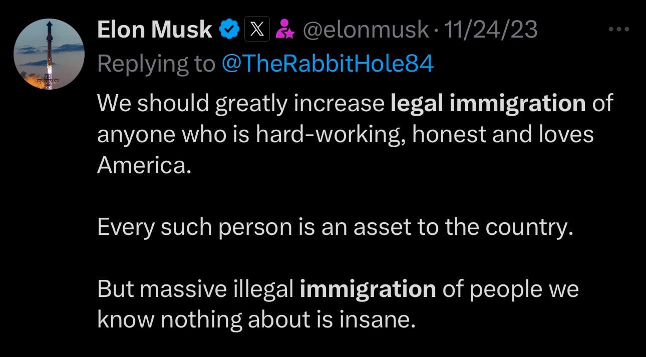 Elon Musk sobre migrantes con visa en Estados Unidos
