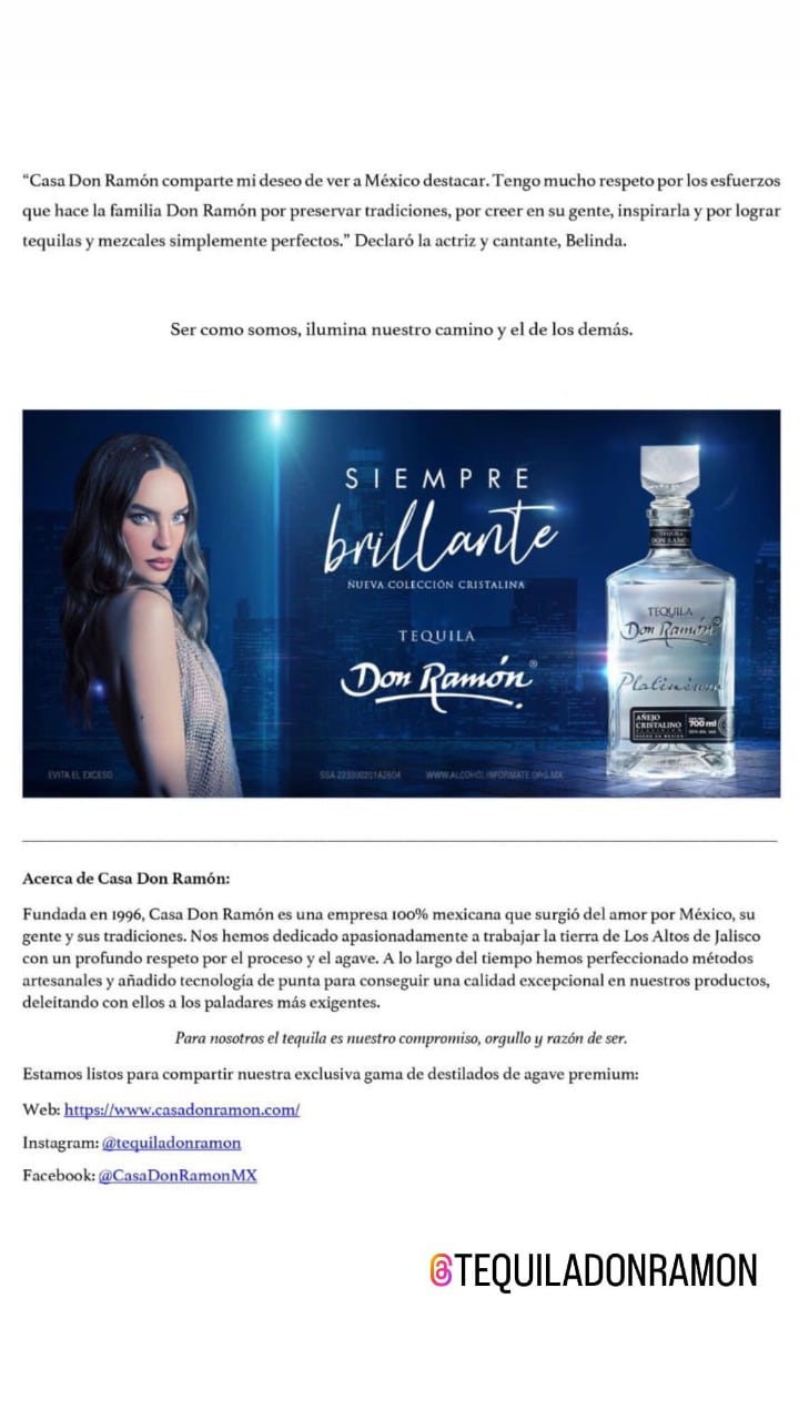 Belinda se une a Tequila Don Ramón