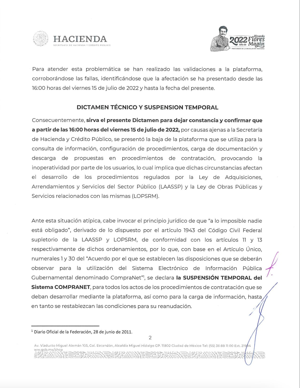 Gobierno de México suspende Compranet de manera temporal y hasta nuevo aviso