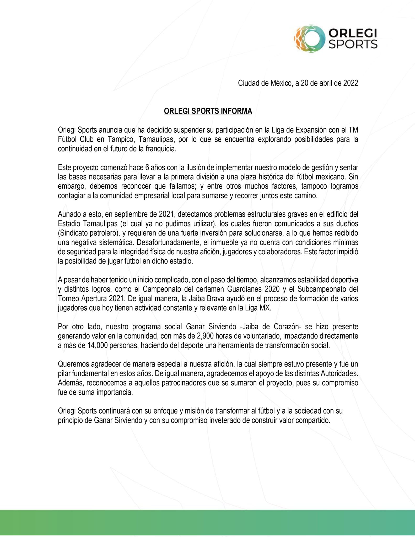 Grupo Orlegi deja la plaza de Tampico
