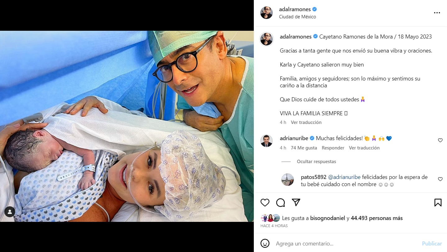 Adal Ramones anuncia el nacimiento de su cuarto hijo