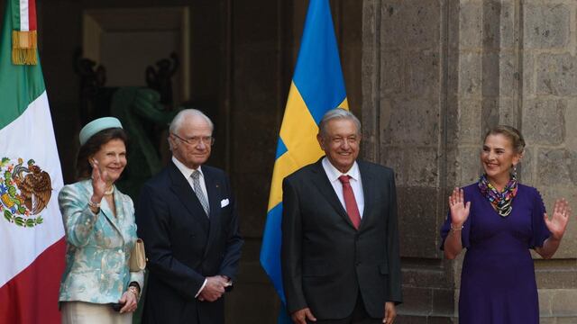 AMLO y Beatriz Gutiérrez reciben a los reyes de Suecia