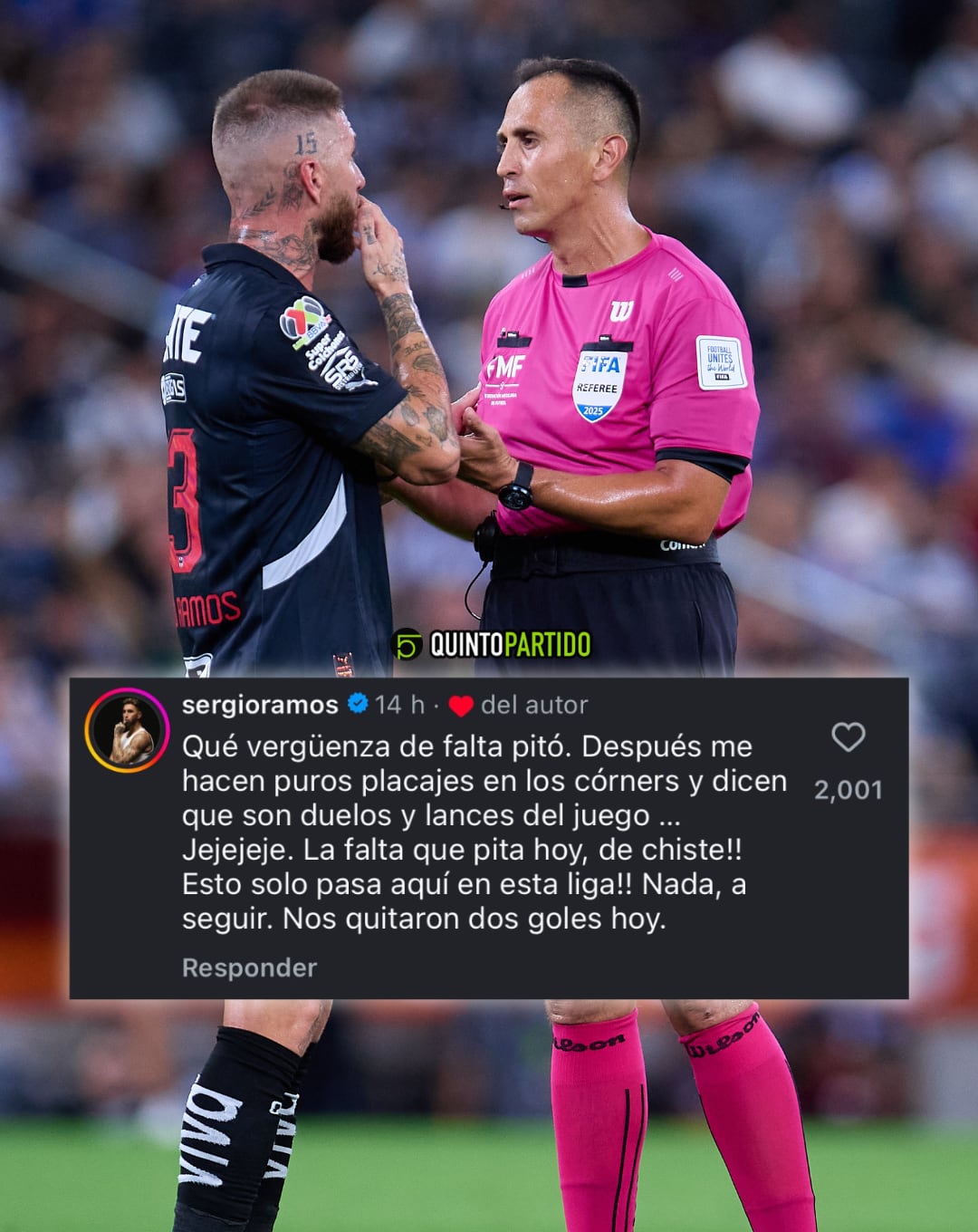 El mensaje de Sergio Ramos sobre el arbitraje.