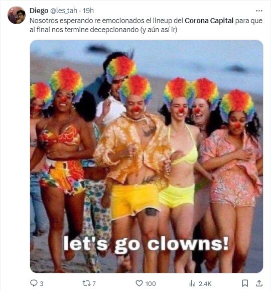 Memes por el cartel del Corona Capital 2024