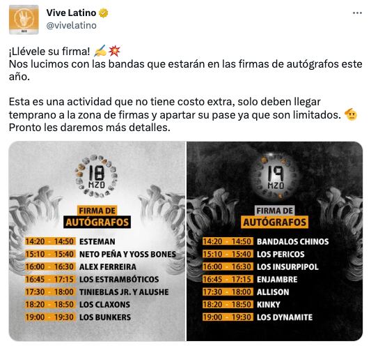 Vive Latino 2023, firma de autógrafos