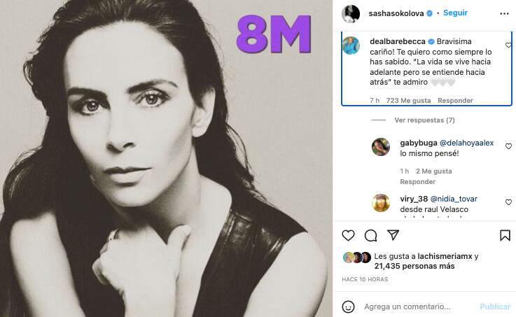 Rebecca de Alba brinda su apoyo a Sasha Sokol