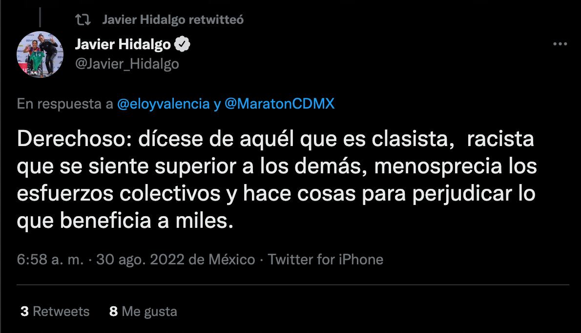 La persona que agregó ron Matusalém a vasos de Gatorade en el Maratón CDMX 2022 es un "derechoso alcoholizado": Javier Hidalgo