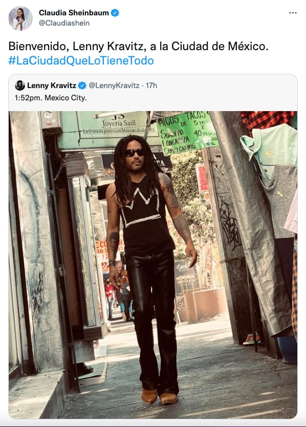 Mensaje de Claudia Sheinbaum a Lenny Kravitz