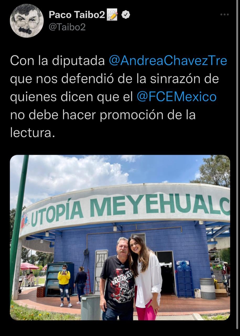 Paco Ignacio Taibo II y Andrea Chávez