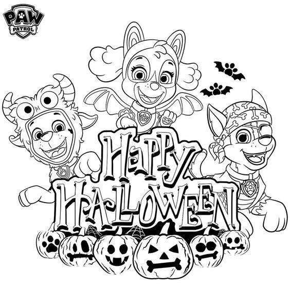 Dibujos de Marshall calabaza de Paw Patrol para colorear por Halloween