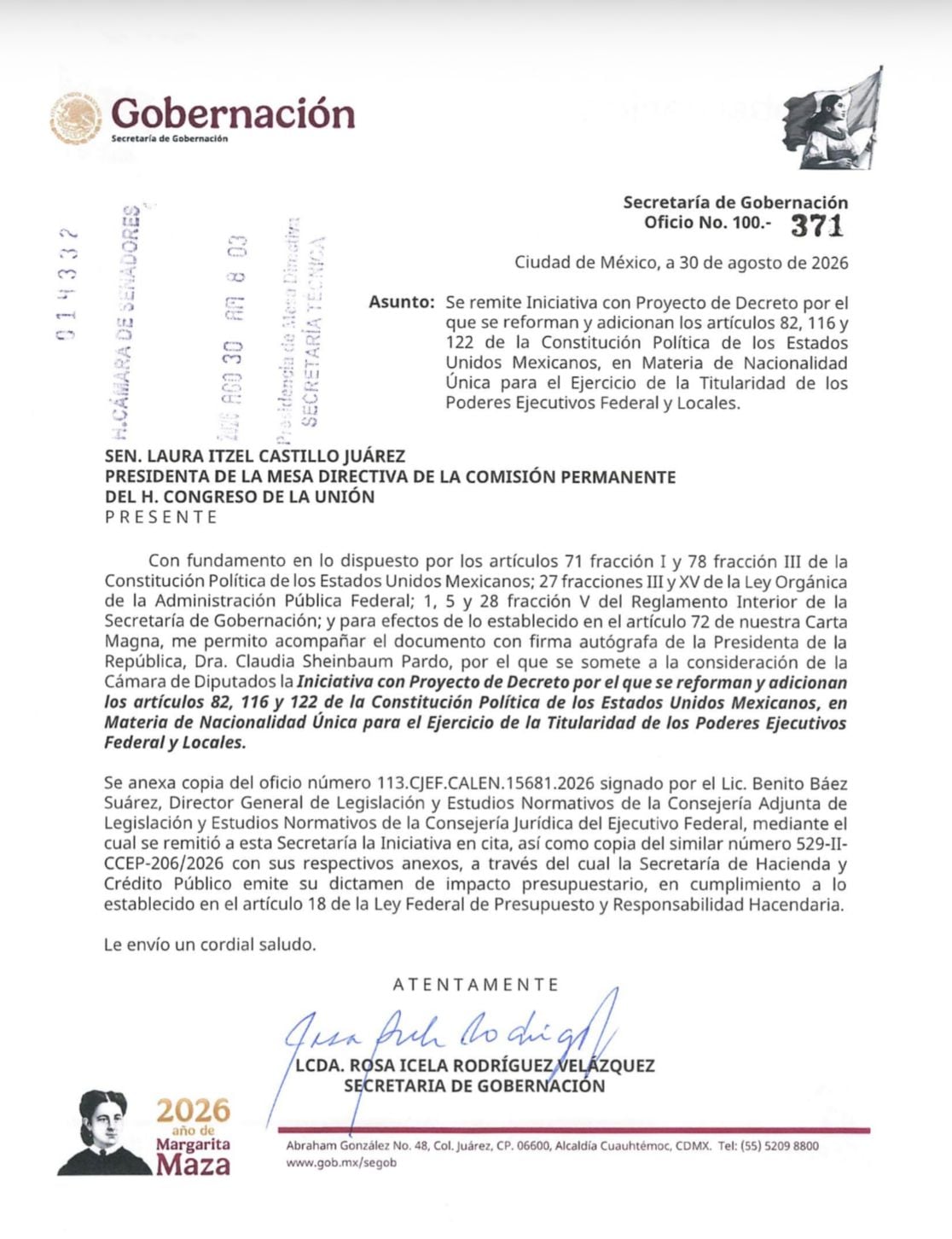 Iniciativa para prohibir doble nacionalidad a presidente y gobernadores