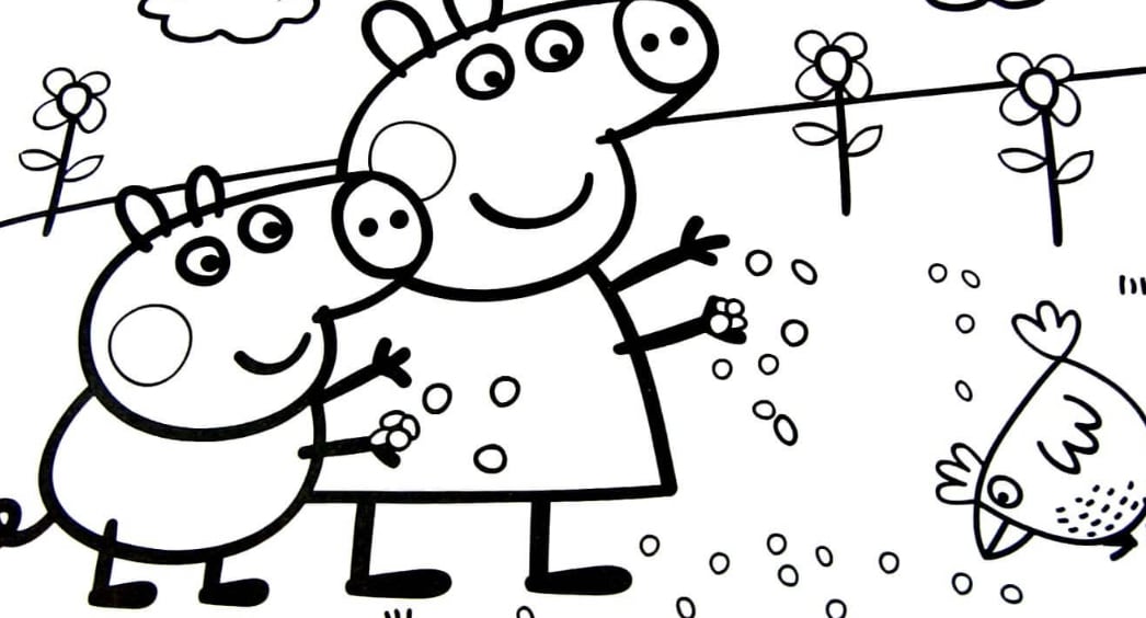 Peppa Pig en la granja en primavera