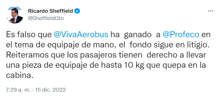 Profeco niega que Viva Aerobus haya ganado amparo por equipaje de mano