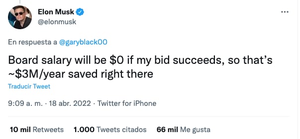 Elon Musk responde en Twitter