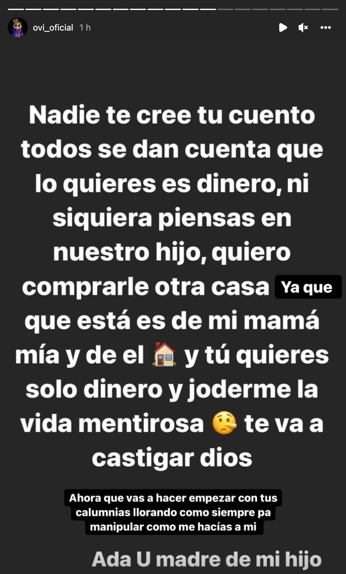 Ovi acusa a la madre de su hijo de oportunista
