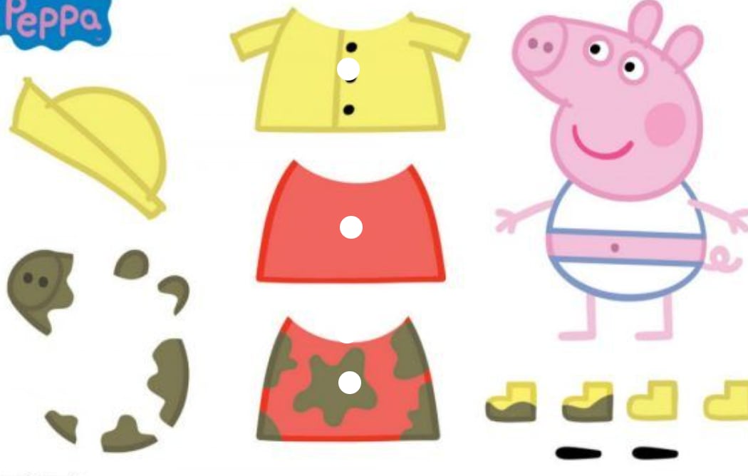 Vestir a un personaje en las actividades de Peppa Pig para imprimir