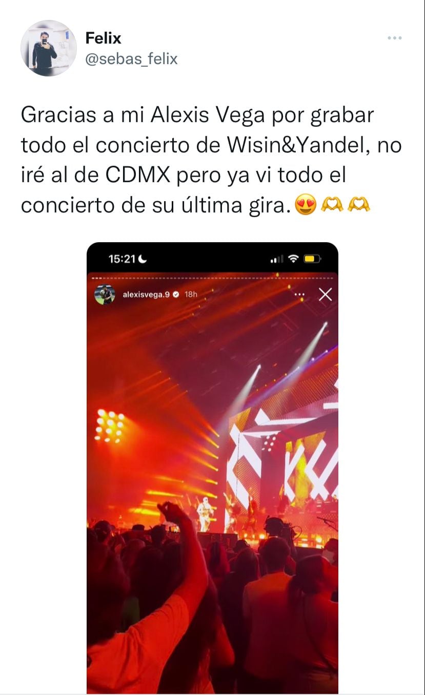 Fan de Wisin & Yandel "agradeció" a Alexis Vega por subir 'todo el concierto'.